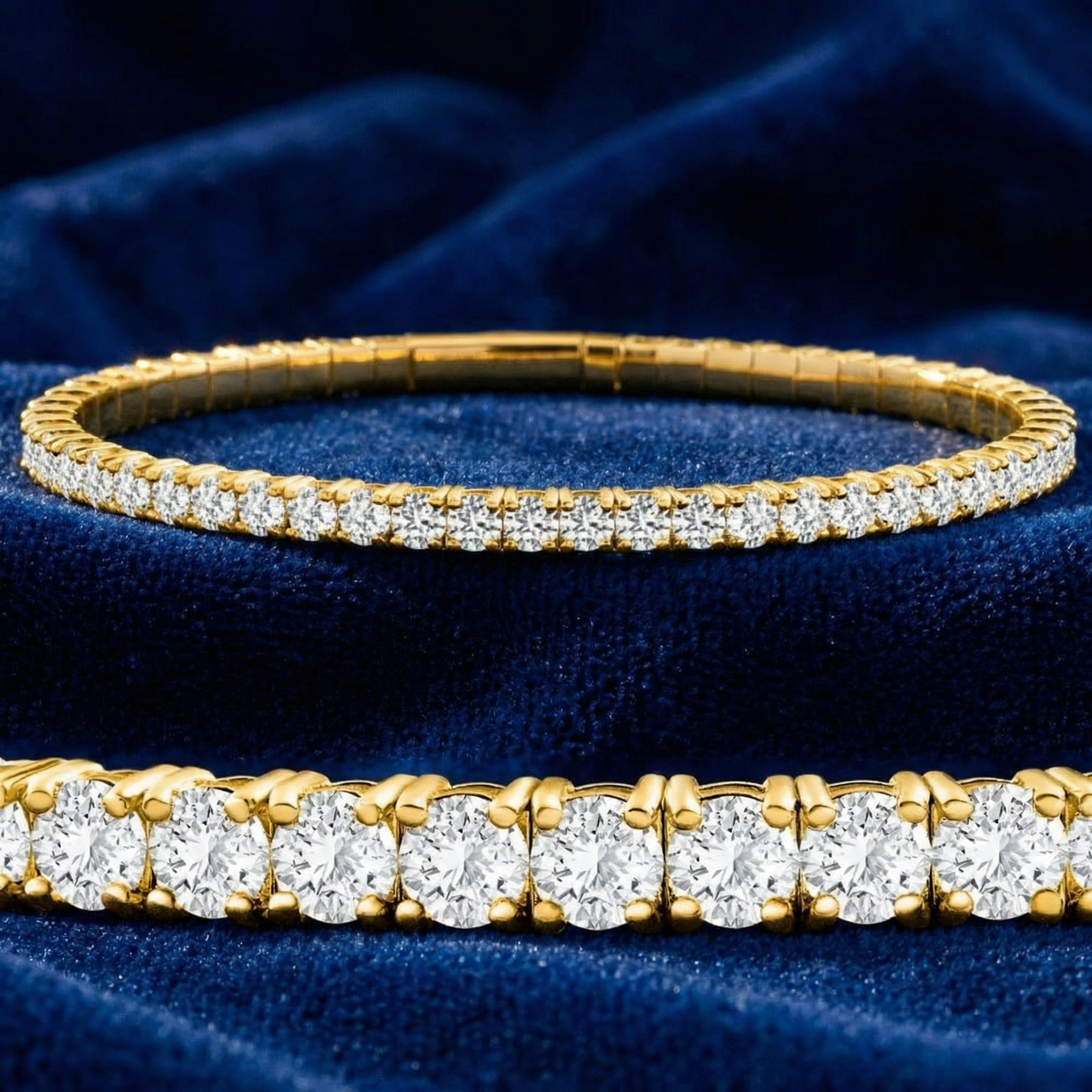 3Ct Flexible Round Cut Diamond Bangle Tennis Bracelet Lab Grown